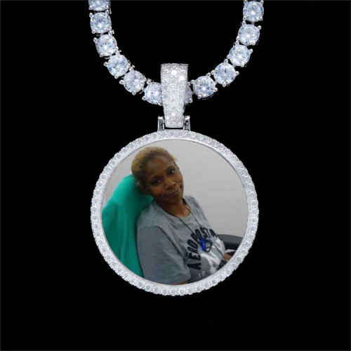 925S & VVS Moissanite 3D Circle Custom Picture Pendant