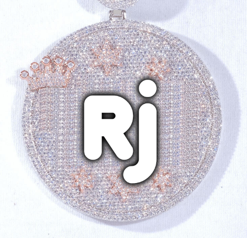 CUSTOM LETTER NECKLACE 3D BIG CROWN DISC