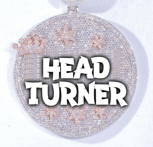 CUSTOM LETTER NECKLACE 3D BIG CROWN DISC