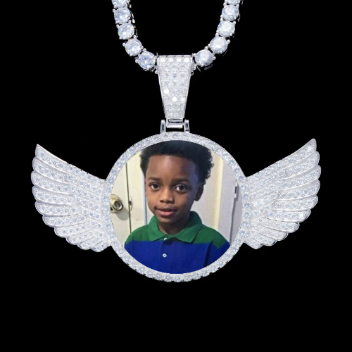 925S & VVS Moissanite 3D Wing Custom Picture Pendant