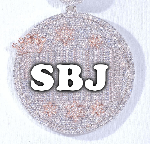 CUSTOM LETTER NECKLACE 3D BIG CROWN DISC