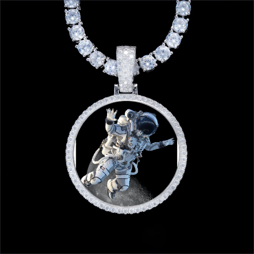 925S & VVS Moissanite 3D Circle Custom Picture Pendant