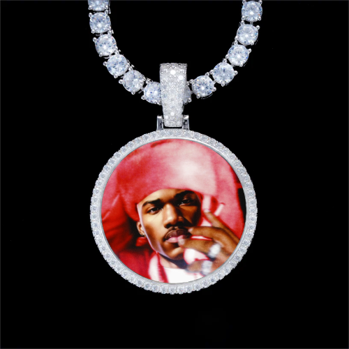 925S & VVS Moissanite 3D Circle Custom Picture Pendant