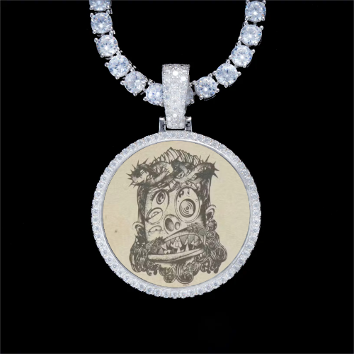 925S & VVS Moissanite 3D Circle Custom Picture Pendant