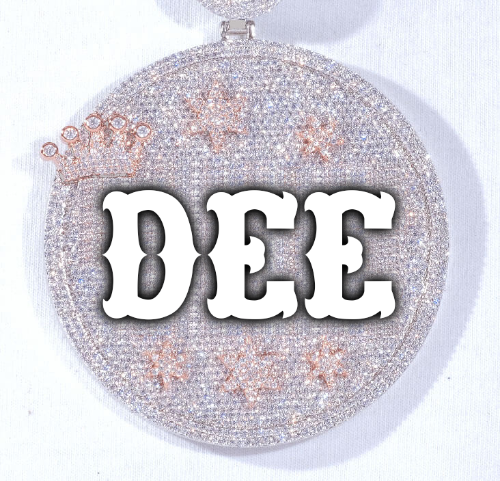 CUSTOM LETTER NECKLACE 3D BIG CROWN DISC
