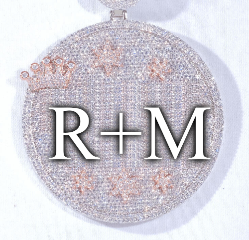 CUSTOM LETTER NECKLACE 3D BIG CROWN DISC