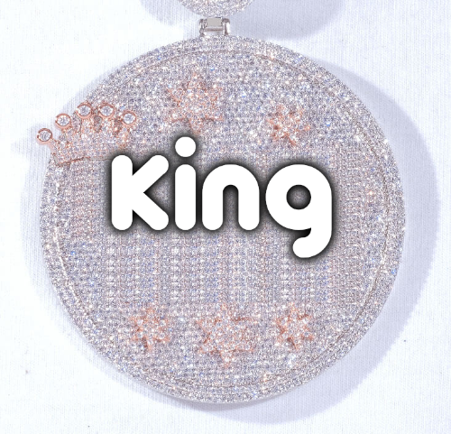 CUSTOM LETTER NECKLACE 3D BIG CROWN DISC