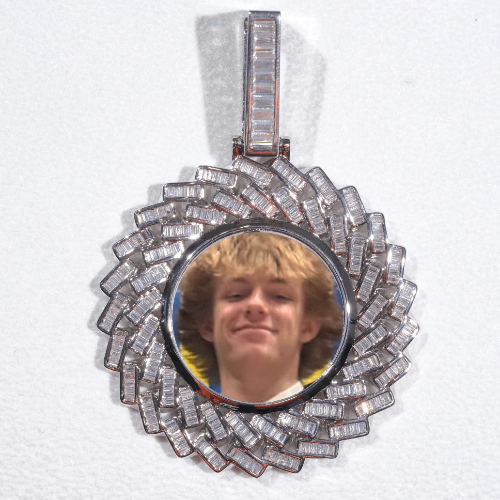 Large 3D Baguette Custom Picture Pendant