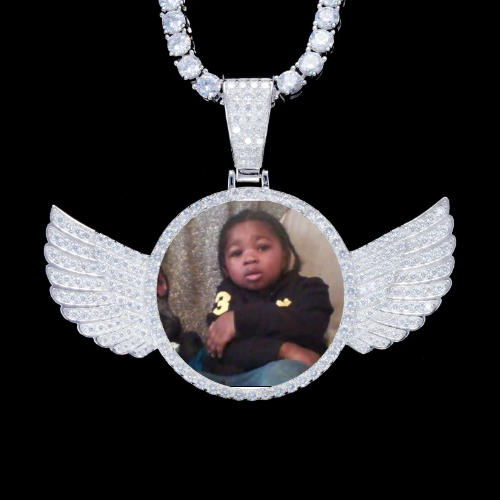 925S & VVS Moissanite 3D Wing Custom Picture Pendant