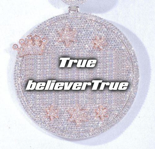 CUSTOM LETTER NECKLACE 3D BIG CROWN DISC