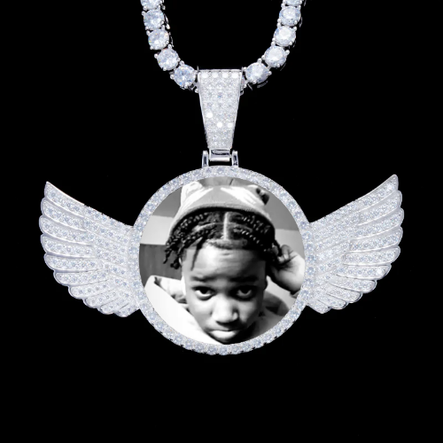 925S & VVS Moissanite 3D Wing Custom Picture Pendant