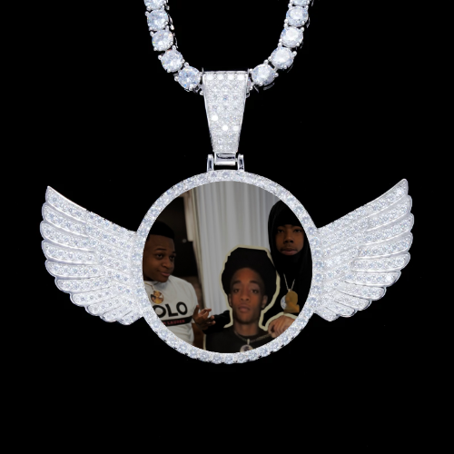 925S & VVS Moissanite 3D Wing Custom Picture Pendant