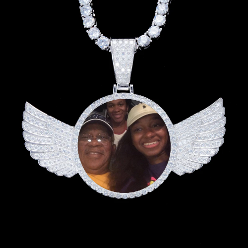 925S & VVS Moissanite 3D Wing Custom Picture Pendant