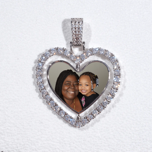 3D Spinning 2-Faced Heart Custom Picture Pendant