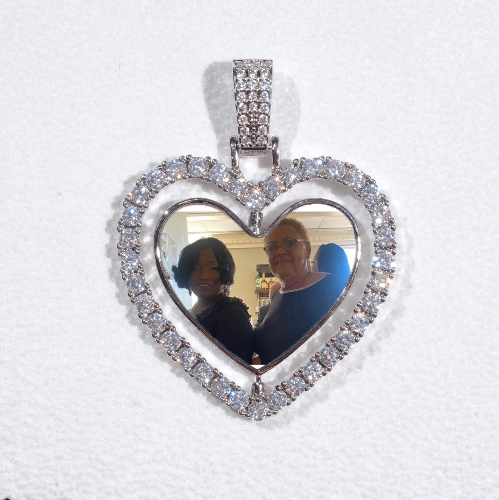 3D Spinning 2-Faced Heart Custom Picture Pendant