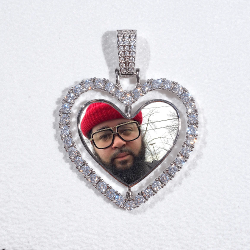3D Spinning 2-Faced Heart Custom Picture Pendant