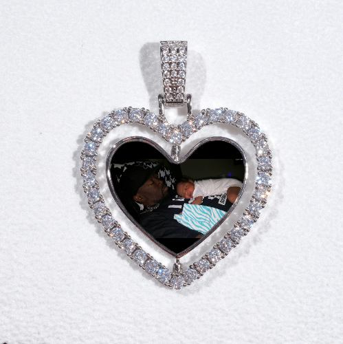 3D Spinning 2-Faced Heart Custom Picture Pendant