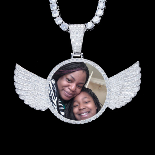 925S & VVS Moissanite 3D Wing Custom Picture Pendant
