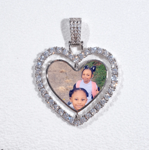 3D Spinning 2-Faced Heart Custom Picture Pendant
