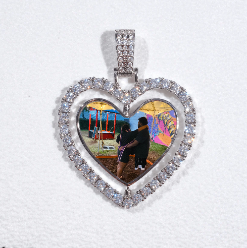 3D Spinning 2-Faced Heart Custom Picture Pendant