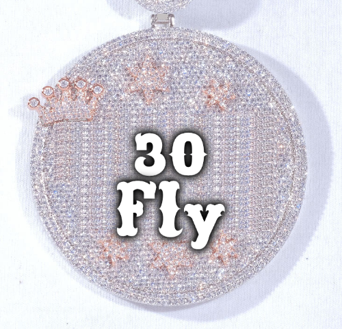 CUSTOM LETTER NECKLACE 3D BIG CROWN DISC
