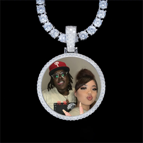 925S & VVS Moissanite 3D Circle Custom Picture Pendant