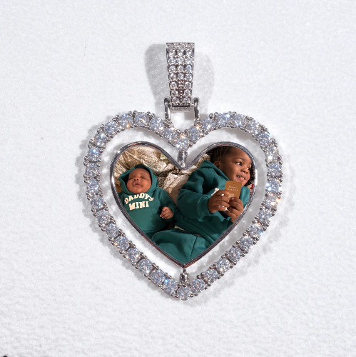 3D Spinning 2-Faced Heart Custom Picture Pendant