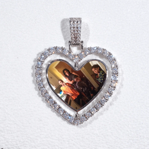 3D Spinning 2-Faced Heart Custom Picture Pendant