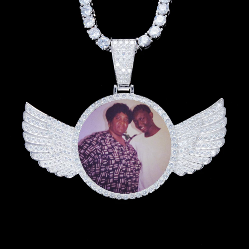 925S & VVS Moissanite 3D Wing Custom Picture Pendant