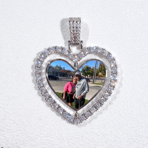 3D Spinning 2-Faced Heart Custom Picture Pendant