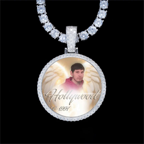 925S & VVS Moissanite 3D Circle Custom Picture Pendant