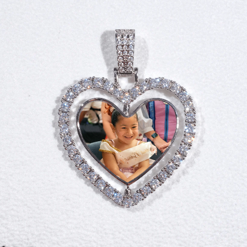 3D Spinning 2-Faced Heart Custom Picture Pendant