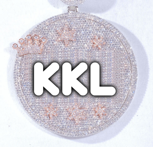 CUSTOM LETTER NECKLACE 3D BIG CROWN DISC