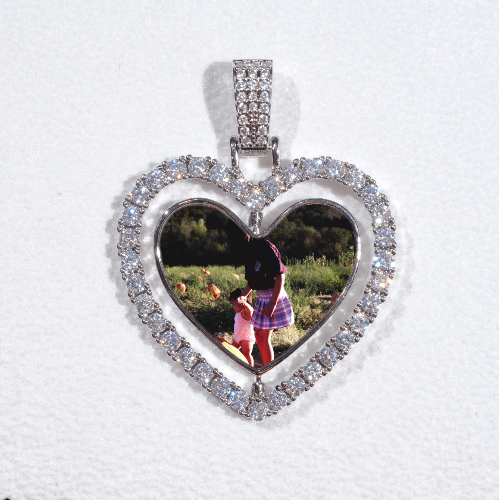 3D Spinning 2-Faced Heart Custom Picture Pendant