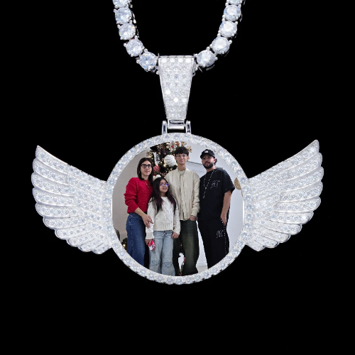 925S & VVS Moissanite 3D Wing Custom Picture Pendant