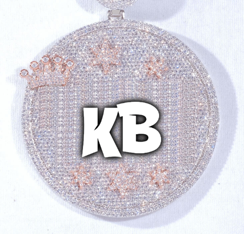 CUSTOM LETTER NECKLACE 3D BIG CROWN DISC