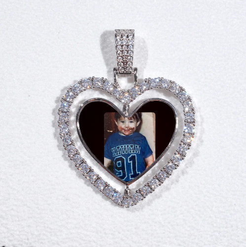 3D Spinning 2-Faced Heart Custom Picture Pendant