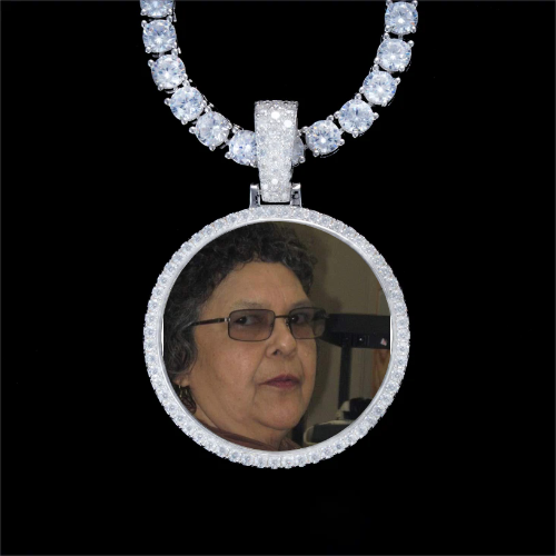 925S & VVS Moissanite 3D Circle Custom Picture Pendant