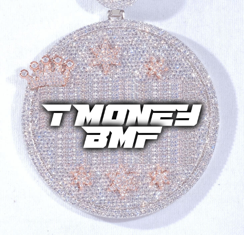 CUSTOM LETTER NECKLACE 3D BIG CROWN DISC