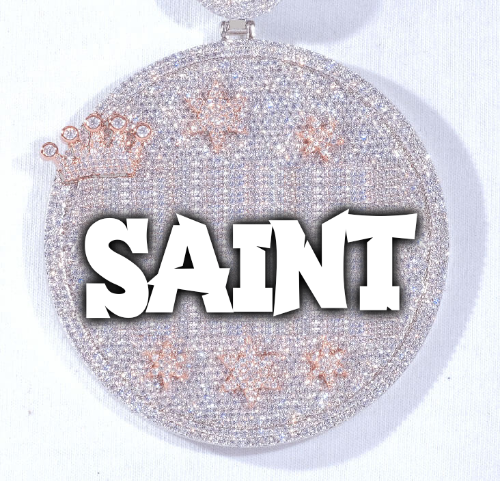 CUSTOM LETTER NECKLACE 3D BIG CROWN DISC