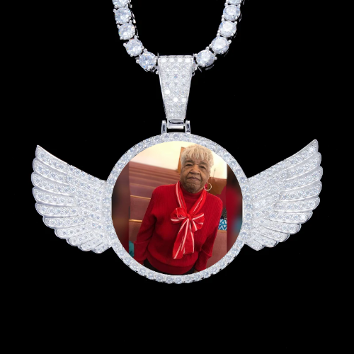 925S & VVS Moissanite 3D Wing Custom Picture Pendant