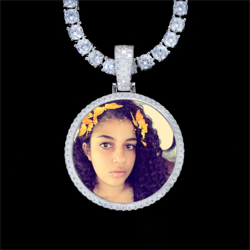 925S & VVS Moissanite 3D Circle Custom Picture Pendant