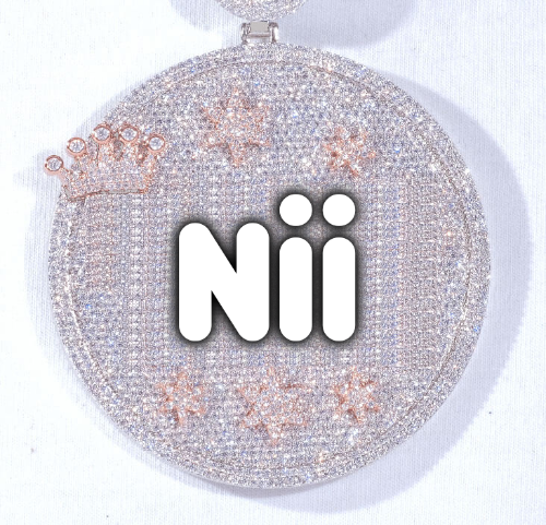 CUSTOM LETTER NECKLACE 3D BIG CROWN DISC
