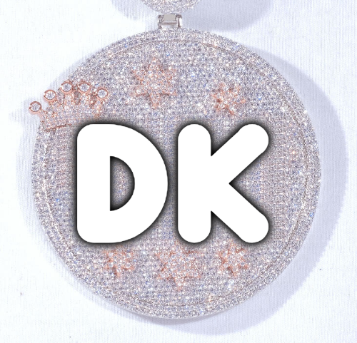 CUSTOM LETTER NECKLACE 3D BIG CROWN DISC