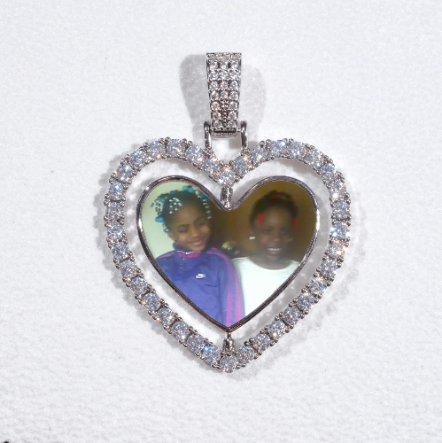 3D Spinning 2-Faced Heart Custom Picture Pendant