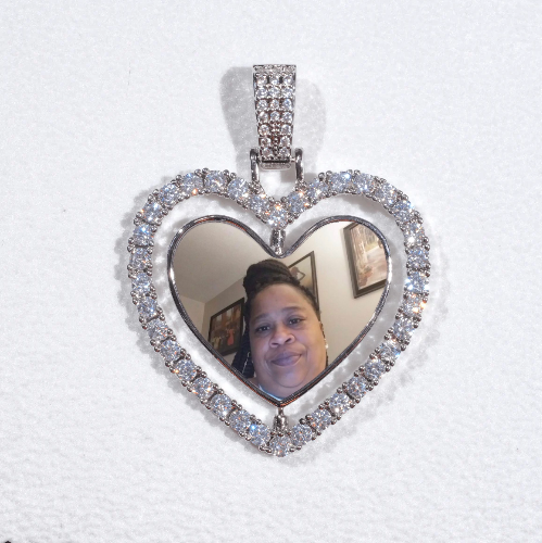 3D Spinning 2-Faced Heart Custom Picture Pendant