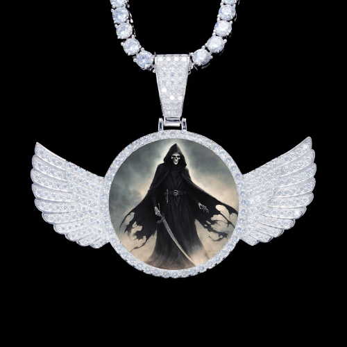 925S & VVS Moissanite 3D Wing Custom Picture Pendant