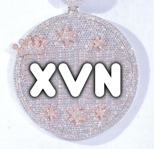 CUSTOM LETTER NECKLACE 3D BIG CROWN DISC
