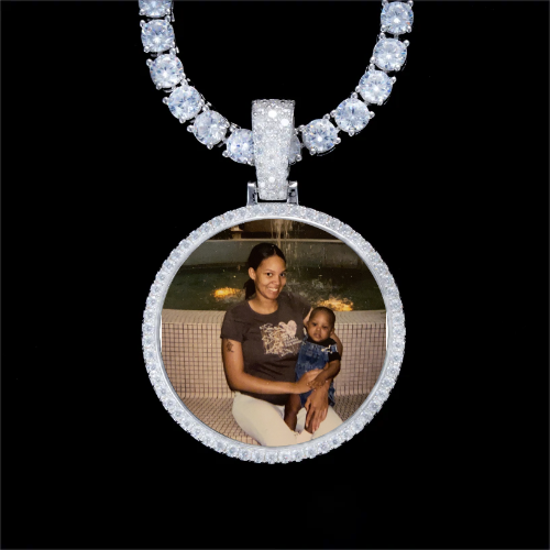925S & VVS Moissanite 3D Circle Custom Picture Pendant