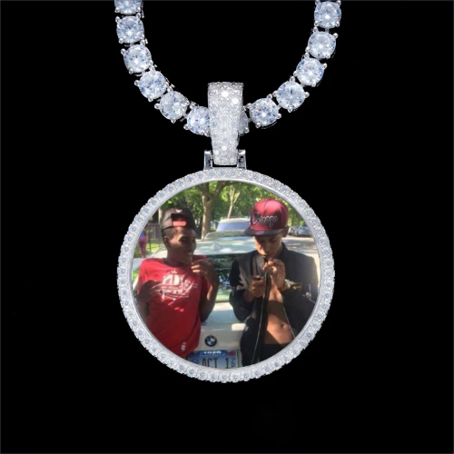 925S & VVS Moissanite 3D Circle Custom Picture Pendant